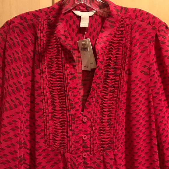 New Banana Republic Red Patterned Blouse - Picture 3 of 6